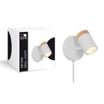 D'Lite Wall Light Beitem Metal Frosted White FSC Wood | Suitable For 1x GU10