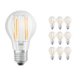 Multipack 10x Osram CLASSIC LED E27 Pear Filament Clear 7.5W 1055lm - 827 Extra Warm White | Dimmable - Replaces 75W