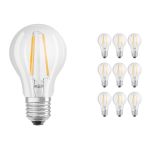 Multipack 10x Osram CLASSIC LED E27 Pear Filament Clear 4.2W 470lm - 927 Extra Warm White | Best Colour Rendering - Dimmable - Replaces 40W