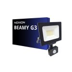 Noxion LED Floodlight Beamy G3.1 Black 30W 3300lm 110D - 840 Cool White | IP44 - Motion and Light Sensor - Symmetrical 