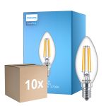 Multipack 10x Philips Corepro LED Candle E14 Filament Clear 6.5W 806lm - 827 Extra Warm White | Replaces 60W