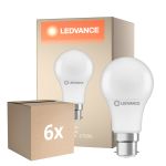 Multipack 6x Ledvance Performance LED Bulb B22d Pear Frosted 8.5W 806lm - 827 Extra Warm White|Replaces 60W