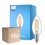 Multipack 10x Philips Corepro LED Candle E14 Filament Clear 6.5W 806lm - 840 Cool White | Replaces 60W