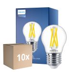 Multipack 10x Philips MASTER LED E27 Ball Filament Clear 5.9W 806lm - 922-927 Dim To Warm | Best Colour Rendering - Dimmable - Replaces 60W