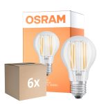 Multipack 6x Osram LED Superstar E27 Pear Filament Clear 7.5W 1055lm - 940 Cool White | Best Colour Rendering - Dimmable - Replaces 75W