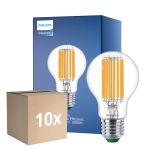 Multipack 10x Philips MASTER LED Bulb Ultra Efficient E27 Pear Clear 7.3W 1535lm - 830 Warm White | Replaces 100W