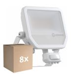 Multipack 8x Ledvance LED Floodlight Aluminium White 41W 5500lm 100D - 830 Warm White | IP65 - Motion And Light Sensor - Symmetrical
