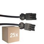 Multipack 25x Noxion GST - Compatible Extension Cable Black - Male + Female - 1,5m - 3 pole 1,5mm2