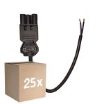 Multipack 25x Noxion GST - Compatible Supply Cable Black - Male + Open Ends - 0,3m - 2 pole 0,75mm2