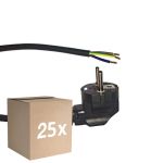 Multipack 25x Noxion Power Supply Cable Black - Schuko Europlug + Open Ends - 3m - 3 pole 0,75mm2