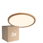 Multipack 3x Nordlux LED Ceiling Light Oja 29 Wood 17W 1600lm - 827 Extra Warm White | Dimmable