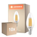 Multipack 10x Ledvance Classic LED E14 Candle Filament Clear 3.4W 470lm - 827 Extra Warm White | Dimmable - Replaces 40W
