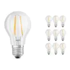Multipack 10x Osram CLASSIC LED E27 Pear Filament Clear 4.2W 470lm - 927 Extra Warm White | Best Colour Rendering - Dimmable - Replaces 40W