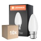 Multipack 10x Ledvance Classic Performance LED Bulb B22d Candle Filament Frosted 4.8W 470lm - 827 Extra Warm White | Dimmable - Replaces 40W