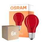 Multipack 6x Osram LED Star Classic Decor E27 Pear Filament Frosted 2.5W 45lm - Red | Replaces 7W