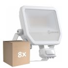 Multipack 8x Ledvance LED Floodlight Aluminium White 41W 5500lm 100D - 830 Warm White | IP65 - Motion And Light Sensor - Symmetrical
