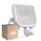 Multipack 8x Ledvance LED Floodlight Aluminium White 41W 5500lm 100D - 830 Warm White | IP65 - Motion And Light Sensor - Symmetrical