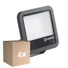 Multipack 4x Ledvance LED Floodlight Aluminium Black 69W 10000lm 100D - 840 Cool White | IP66 - Light Sensor - Symmetrical