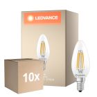 Multipack 10x Ledvance Classic LED E14 Candle Filament Clear 3.4W 470lm - 827 Extra Warm White | Replaces 40W
