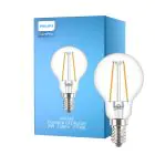 Philips Corepro LED Lustre E14 Ball Filament Clear 2W 250lm - 827 Extra Warm White | Replaces 25W