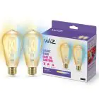 Duopack 2x WiZ Smart LED E27 Edison Filament Gold 7W 640lm | Best Colour Rendering - Dimmable - Replaces 50W